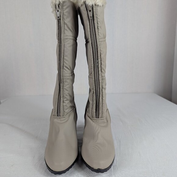 Vintage 80s 90s Fur Lined Gray Heeled Winter Boots Boundary Waters Womens Size 7 - Picture 7 of 16